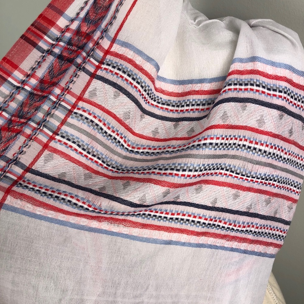 Embroidered Infinity Scarf Red White Blue - Picture 5 of 6